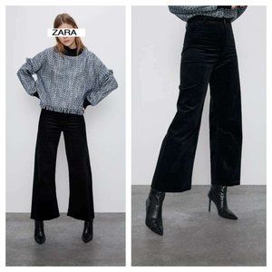 ZARA MARINE BLACK CORDUROY PANTS JEANS